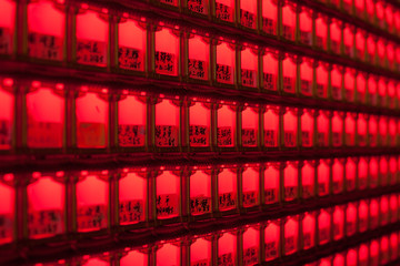 KAOHSIUNG - TAIWAN June 28: Ancestor labels on wall in the temple. Near Dragon and tiger pragodas,...