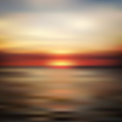 Ocean sunset blurred landscape