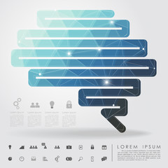 polygon zigzag line brain with business icon