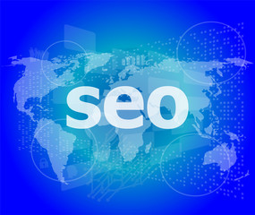 The word seo on digital screen, it concept