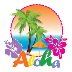 Fototapeta na wymiar Aloha Hawaii beach travel concept