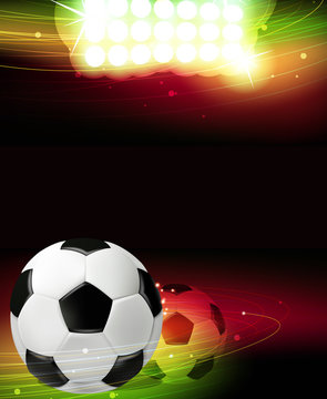 Spotlights and a soccer ball