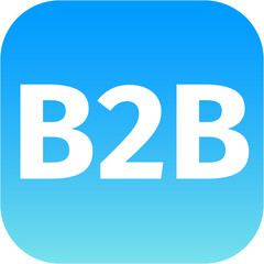 b2b blue computer icon on white background