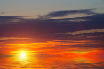 Fototapeta na wymiar Blood-red clouds and sunset