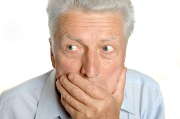 Senior shocked man