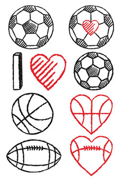 soccer ball, football and basketball, vector set