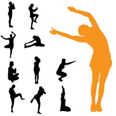 Vector silhouettes of woman.
