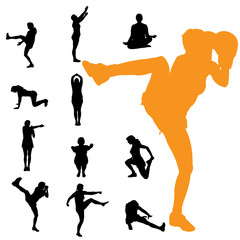 Vector silhouettes of woman.