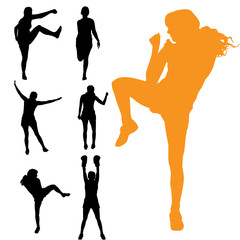 Vector silhouettes of woman.