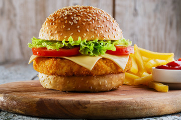 hamburger with cutlet breaded - 66921901