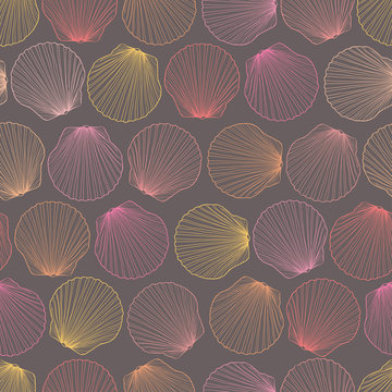 Seamless pattern of seashells