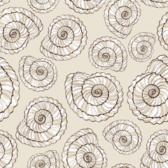 Seamless pattern of seashells