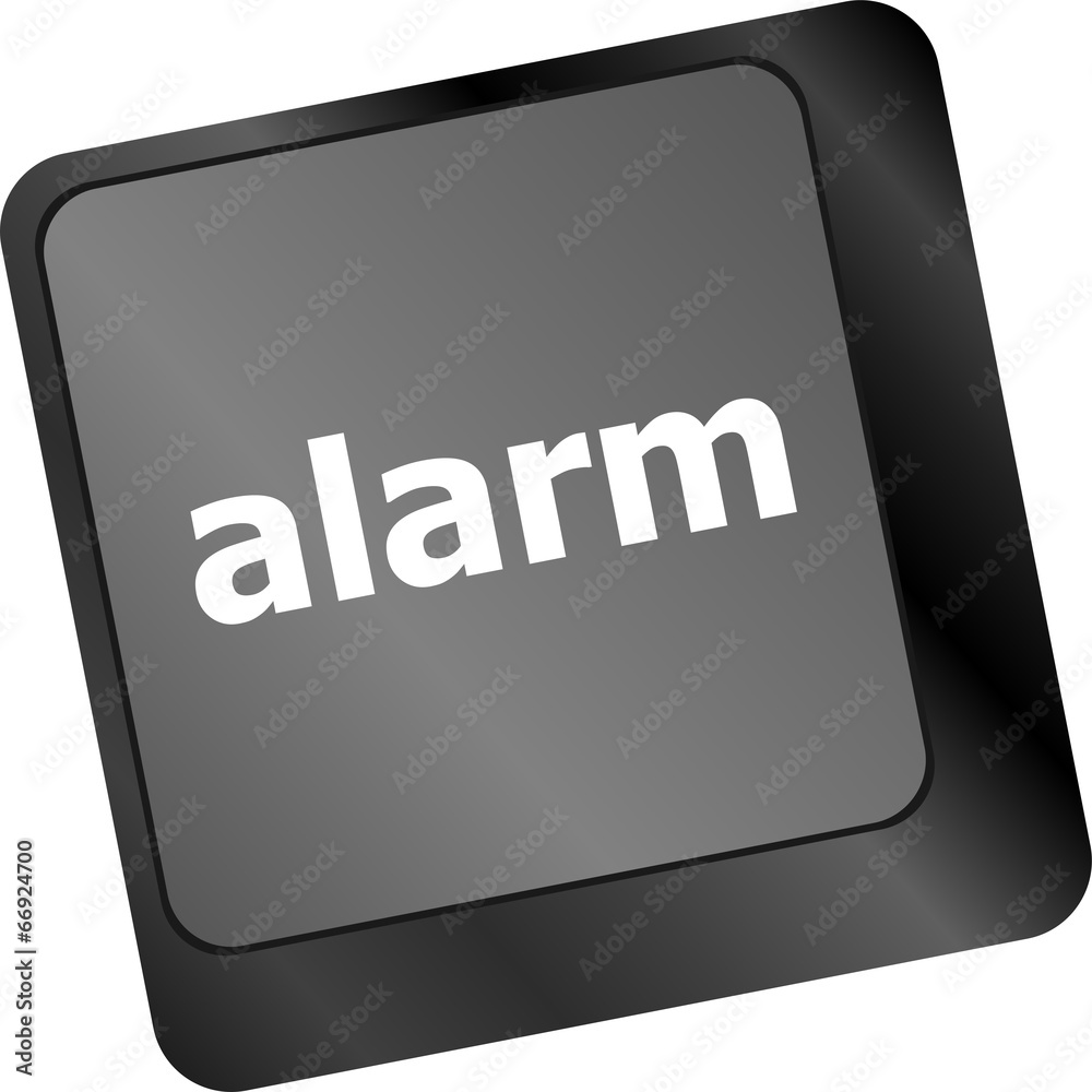 Poster alarm button on a black computer keyboard