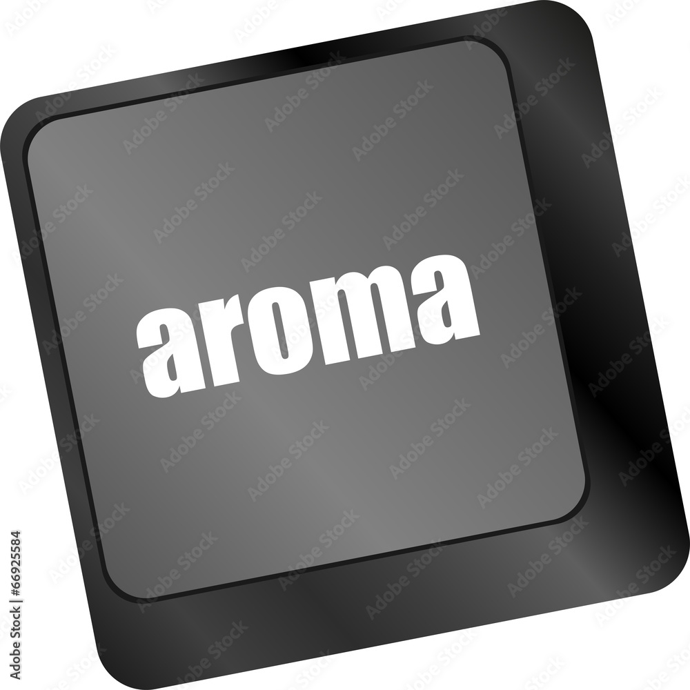 Poster button with aroma on computer keyboard key