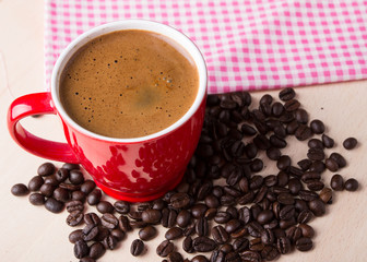 coffee cup and coffee beans