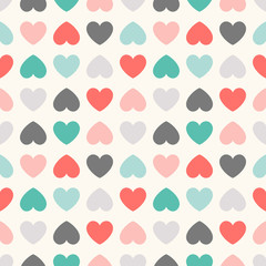 Seamless geometric pattern with hearts. Vector illustration