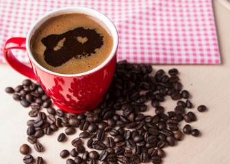 coffee cup and coffee beans