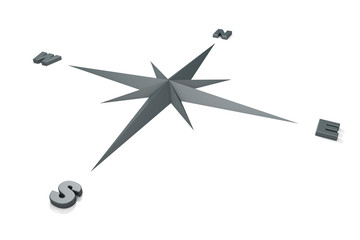 Metal wind rose isolated on white backgrund.