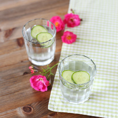 Cold water drink with cucumber