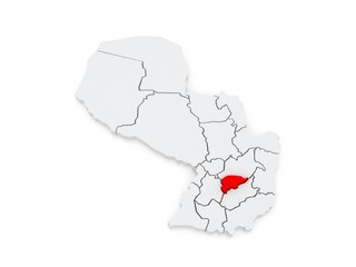 Map of Guaira. Paraguay.