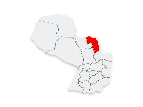 Map of Amambay. Paraguay.