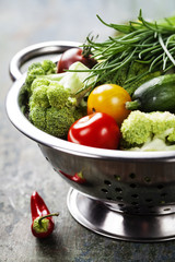 fresh green broccoli and organic vegetables