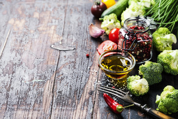 fresh green broccoli and organic vegetables