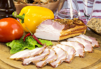smoked meat on the table in a restaurant
