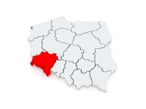 Map of Lower Silesia. Poland.