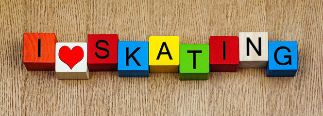 Skating, sign series for sports, ice and roller skating and skat