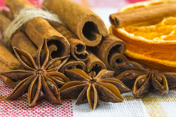 a few anise stars and cassia cinnamon sticks