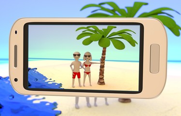 couple taking a picture on the beach