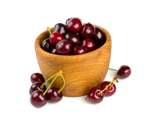 cherry in a wooden bowl