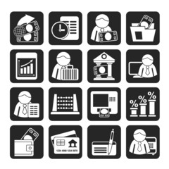 Silhouette Bank and Finance Icons