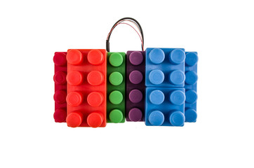 building blocks connected with wires