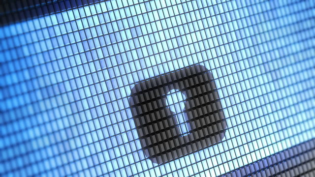 lock icon on screen. Looping.
