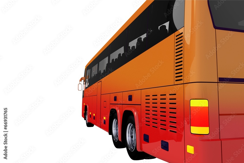 Canvas Prints red coach bus side view