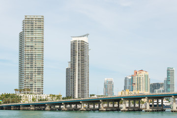 Fototapeta na wymiar Modern residencial buildings on Miami Beach