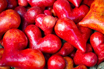 Pile of red ceramic hearts