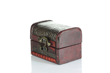 Traditional of wooden box isolated.