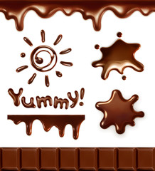 Set of chocolate drops, vector illustration