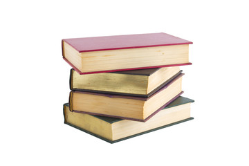 stack of Old books isolated on white