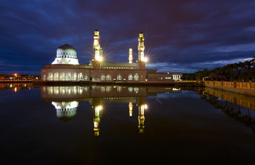 Kota Kinabalu city mosque at sunrise in Sabah, Malaysia