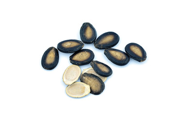 Dry Watermalon Seeds on white background