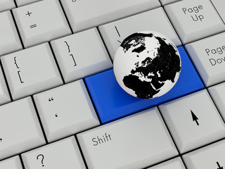 Laptop Keyboard With Earth On Enter Key