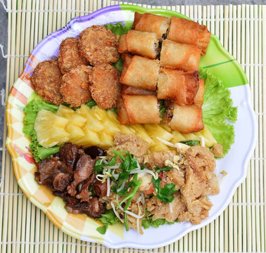 Appetizers served by a caterer in a restaurant