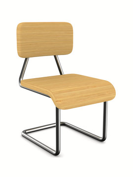 School chair on white background. Isolated 3D image