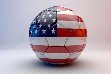 3d render of soccer ball with nord america flag.