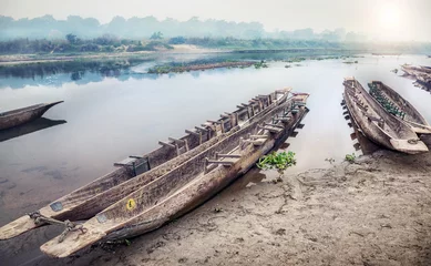 Papier Peint photo Lavable Népal Canoeing safari in Chitwan
