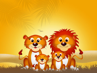 Obraz na płótnie Canvas family of lions